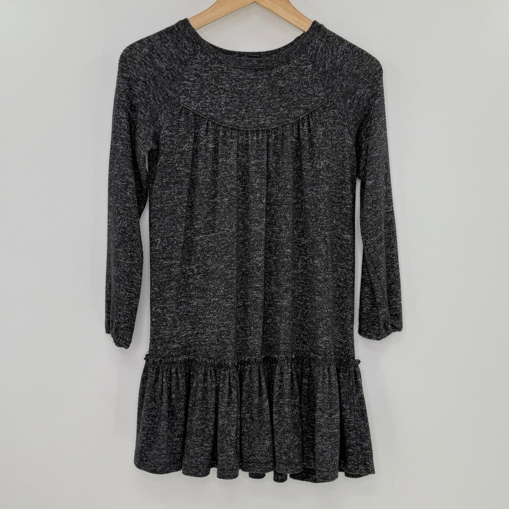 Dip Kids Girls Long Sleeve Grey Marled Drop Waist Ruffle Dress Size M 8 10‎